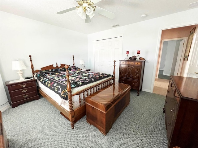 161 Frontier Dr, Palm Coast, FL 32137 - carpeted bedroom with a closet, ceiling fan, and baseboards