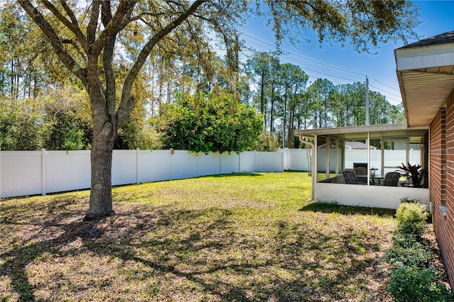 73 Royal Oak Dr, Palm Coast, FL 32164 - view of yard with a fenced backyard and a sunroom