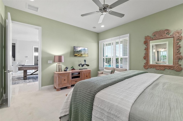 46 Ocean Ridge Blvd N, Palm Coast, FL 32137 - bedroom featuring light carpet, ceiling fan, recessed lighting, and baseboards