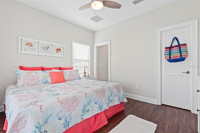 7 Menorca Way, Palm Coast, FL 32137 - bedroom featuring baseboards, ceiling fan, wood finished floors, and visible vents