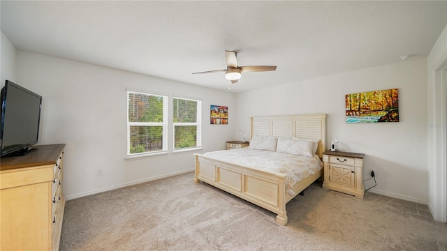 314 Red Barn Rd, Saint Augustine, FL 32092 - bedroom with light colored carpet, ceiling fan, and baseboards