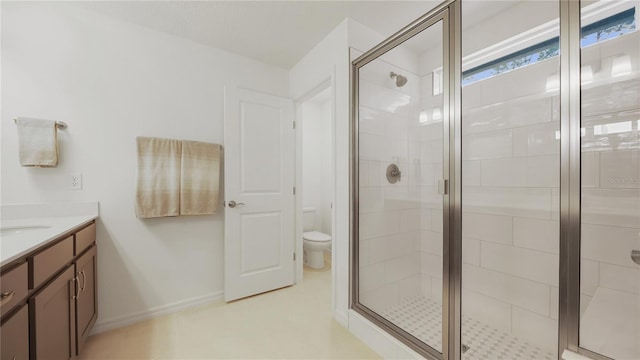 314 Red Barn Rd, Saint Augustine, FL 32092 - full bath with toilet, vanity, a stall shower, and baseboards