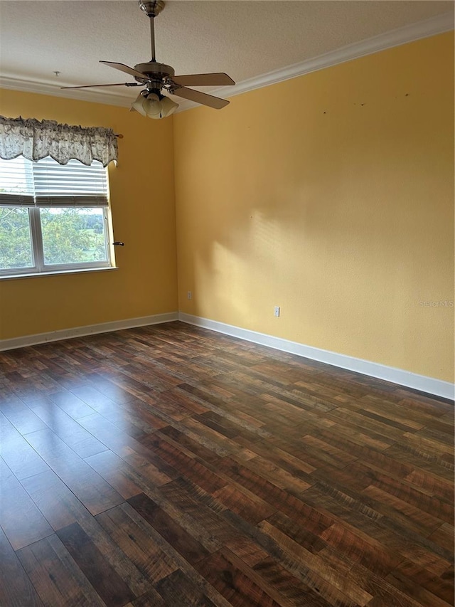 15 Ocean Crest Way Unit 1335, Palm Coast, FL 32137 - empty room with baseboards, dark wood-style flooring, ceiling fan, and crown molding