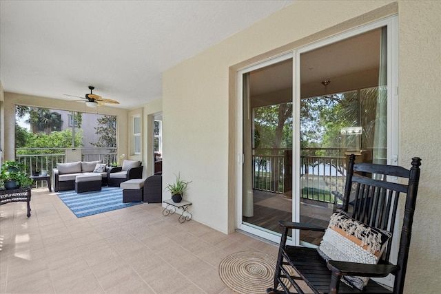 45 Riverview Bnd S Unit 1926, Palm Coast, FL 32137 - view of patio / terrace with an outdoor hangout area, ceiling fan, and a balcony
