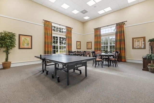 45 Riverview Bnd S Unit 1926, Palm Coast, FL 32137 - game room featuring a high ceiling, carpet, and a drop ceiling