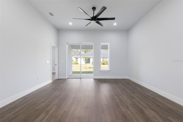 6 Rainbow Ln, Palm Coast, FL 32164 - unfurnished room featuring ceiling fan, dark wood-style floors, and recessed lighting