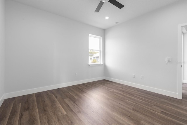 6 Rainbow Ln, Palm Coast, FL 32164 - spare room featuring ceiling fan, dark wood-style flooring, and recessed lighting