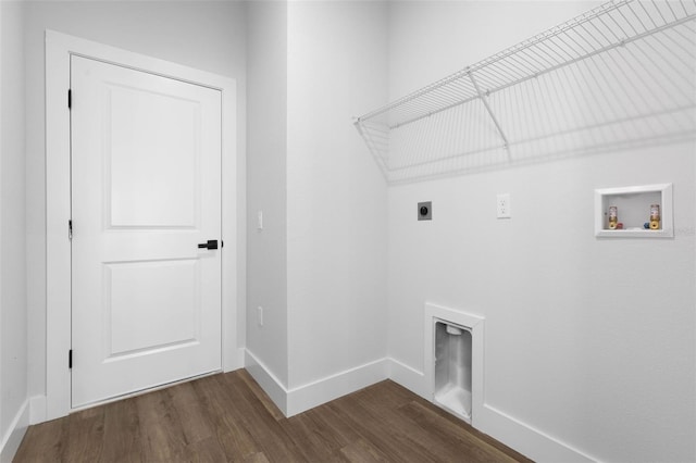 6 Rainbow Ln, Palm Coast, FL 32164 - washroom featuring electric dryer hookup, hookup for a washing machine, and dark wood-style floors