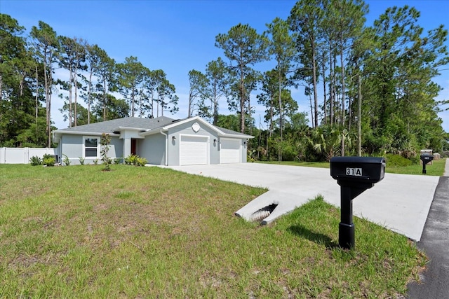 31 Secretary Trl, Palm Coast, FL 32164 - single story home with fence, a garage, stucco siding, a front yard, and driveway