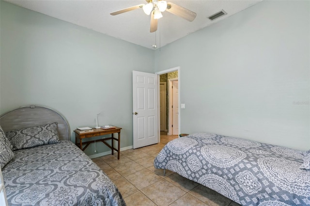 42 Buffalo Bill Dr, Palm Coast, FL 32137 - bedroom with light tile patterned floors, visible vents, and ceiling fan
