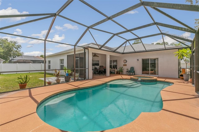 42 Buffalo Bill Dr, Palm Coast, FL 32137 - view of pool with a lanai, a yard, a patio area, and a pool with connected hot tub