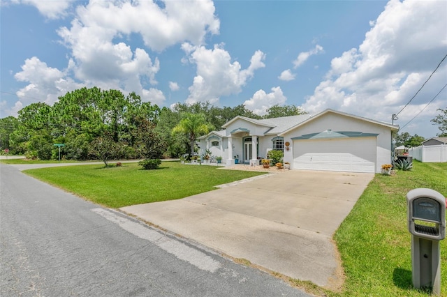 42 Buffalo Bill Dr, Palm Coast, FL 32137 - single story home featuring concrete driveway, stucco siding, a garage, and a front lawn