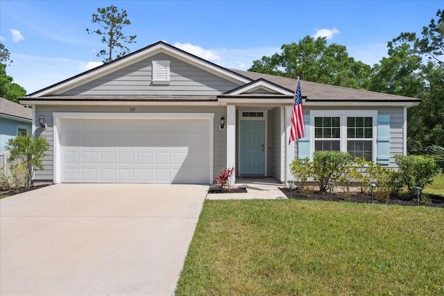 619 Grand Reserve Dr, Bunnell, FL 32110 - ranch-style house featuring a front lawn, a garage, and concrete driveway