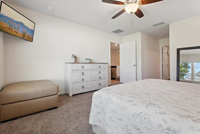 619 Grand Reserve Dr, Bunnell, FL 32110 - bedroom with visible vents, a ceiling fan, and carpet