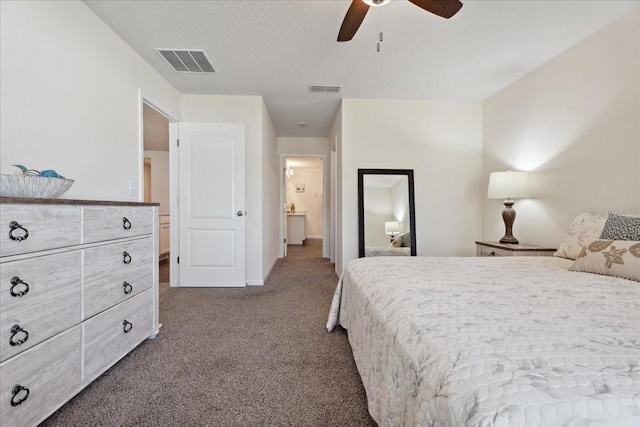 619 Grand Reserve Dr, Bunnell, FL 32110 - bedroom featuring dark colored carpet, a ceiling fan, and visible vents