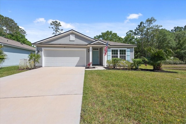 619 Grand Reserve Dr, Bunnell, FL 32110 - ranch-style house with a garage, a front lawn, and concrete driveway