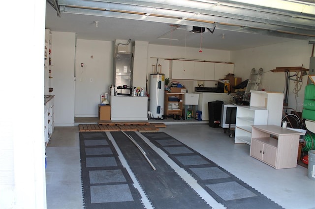 8 Rickenbacker Dr, Palm Coast, FL 32164 - garage featuring heating unit, water heater, a garage door opener, and washer and clothes dryer