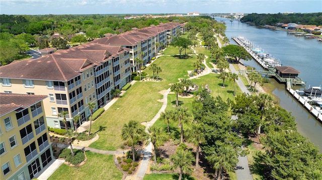 bird's eye view featuring a water view
