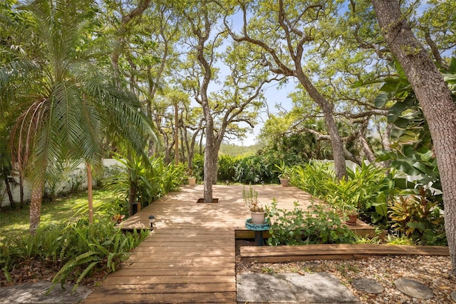 surrounding community featuring a deck