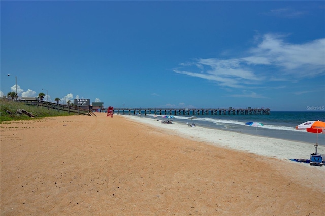 property view of water with a beach view