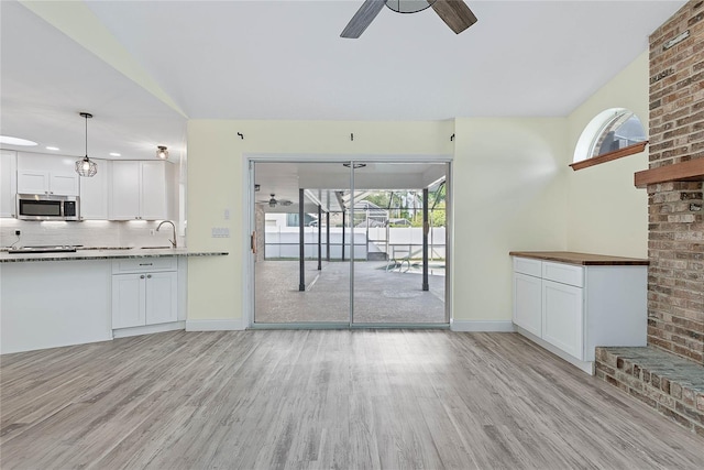 75 Fortune Ln, Palm Coast, FL 32137 - unfurnished living room featuring ceiling fan, light wood-type flooring, and plenty of natural light