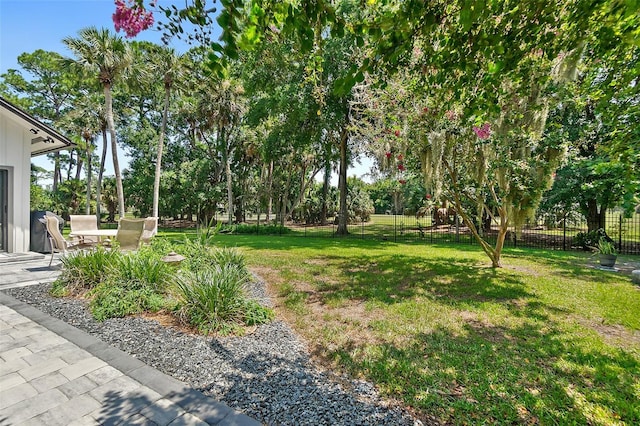 view of yard with a patio area and fence