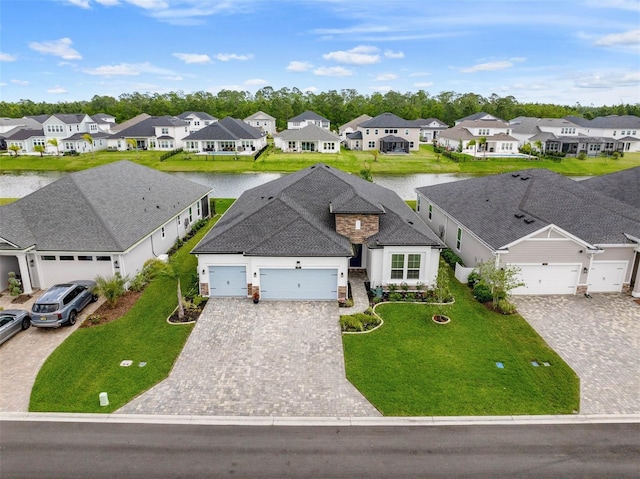 drone / aerial view with a residential view