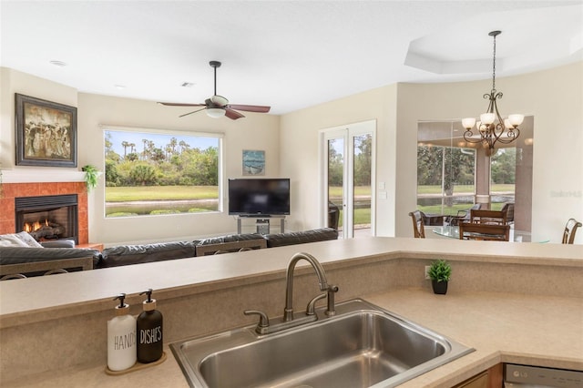 65 Heron Dr, Palm Coast, FL 32137 - kitchen with a wealth of natural light, open floor plan, and a sink