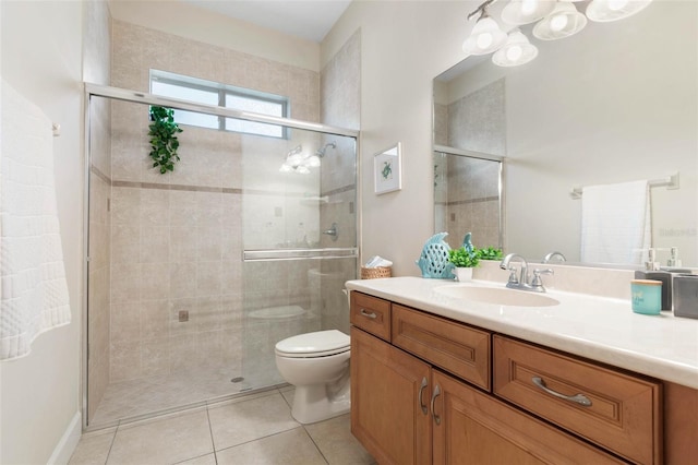 65 Heron Dr, Palm Coast, FL 32137 - full bathroom featuring a shower stall, tile patterned floors, vanity, and toilet