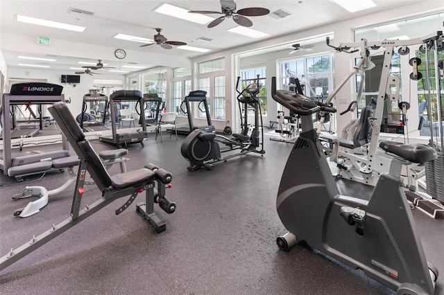 65 Heron Dr, Palm Coast, FL 32137 - workout area featuring visible vents and a ceiling fan