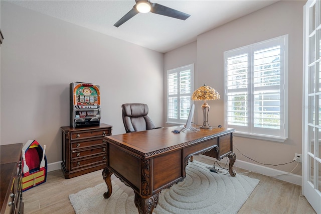 816 Creekwood Dr, Ormond Beach, FL 32174 - office featuring plenty of natural light, a ceiling fan, and baseboards