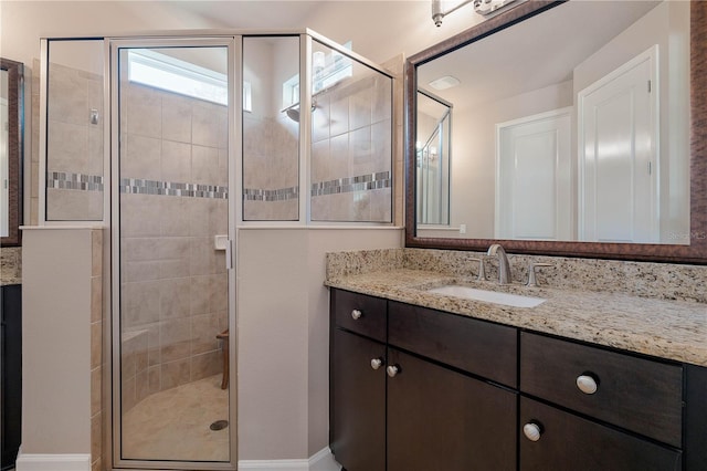 816 Creekwood Dr, Ormond Beach, FL 32174 - full bathroom featuring baseboards, a shower stall, and vanity