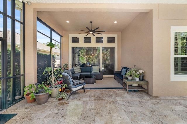 816 Creekwood Dr, Ormond Beach, FL 32174 - view of patio with outdoor lounge area and a ceiling fan