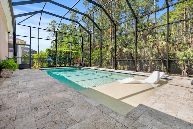 816 Creekwood Dr, Ormond Beach, FL 32174 - outdoor pool with a patio area and glass enclosure