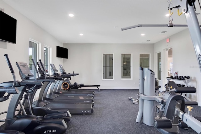 1665 Lake Reserve Dr, Deland, FL 32724 - exercise room featuring recessed lighting and baseboards