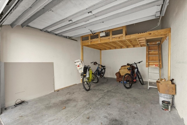 garage with a garage door opener