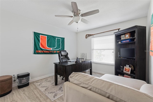 65 Esperanto Dr, Palm Coast, FL 32164 - office space with wood finished floors, baseboards, and a ceiling fan