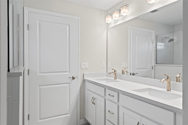 55 Ryan Dr, Palm Coast, FL 32164 - full bathroom featuring double vanity and a tile shower