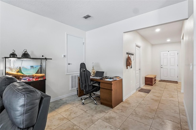 47 Raleigh Dr, Palm Coast, FL 32164 - home office featuring baseboards, visible vents, light tile patterned floors, and recessed lighting