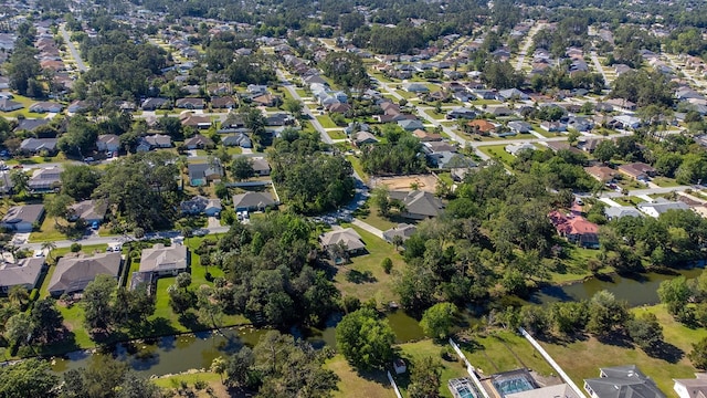 bird's eye view with a water view and a residential view