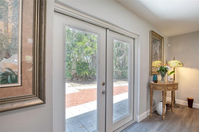 330 Wall Ave, Ormond Beach, FL 32174 - entryway featuring baseboards, french doors, and wood finished floors
