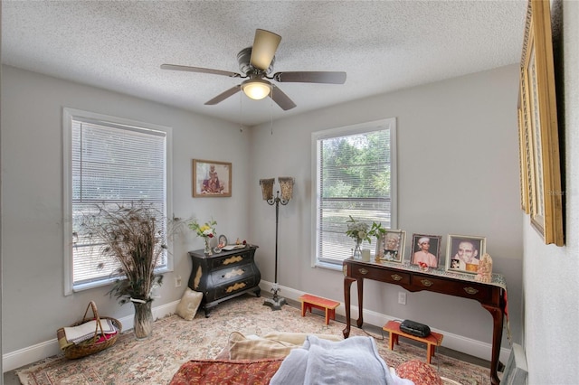 330 Wall Ave, Ormond Beach, FL 32174 - home office with baseboards, a textured ceiling, and ceiling fan