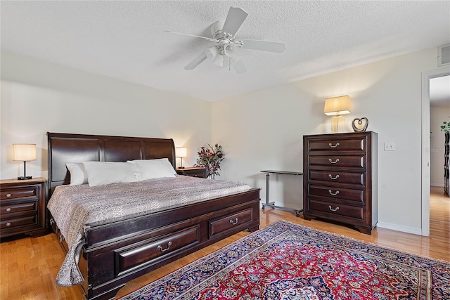 9 Pittman Dr, Palm Coast, FL 32164 - bedroom featuring a ceiling fan, visible vents, a textured ceiling, and light wood-style floors