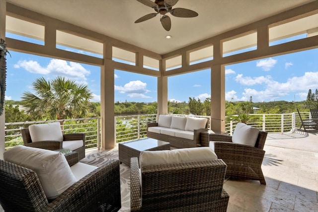 2590 Palm Ave, Flagler Beach, FL 32136 - sunroom / solarium with stone tile flooring and recessed lighting