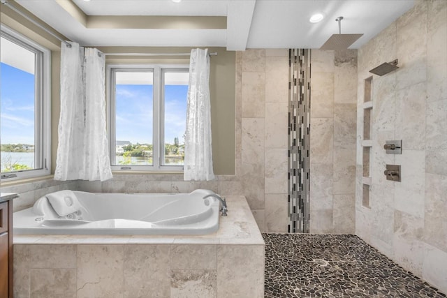 2590 Palm Ave, Flagler Beach, FL 32136 - bathroom featuring a bath and tiled shower