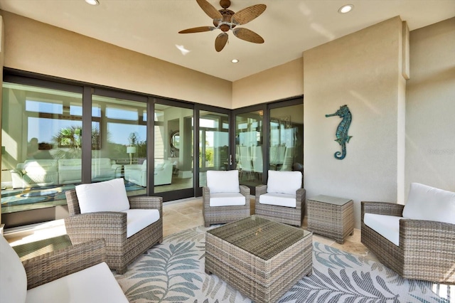 2590 Palm Ave, Flagler Beach, FL 32136 - view of patio / terrace featuring outdoor lounge area and ceiling fan