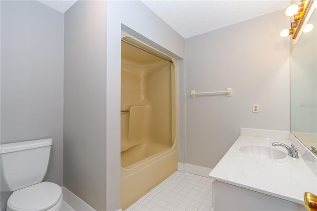 200 Florida Shores Blvd, Daytona Beach, FL 32118 - bathroom with tile patterned floors, a textured ceiling, vanity, baseboards, and toilet