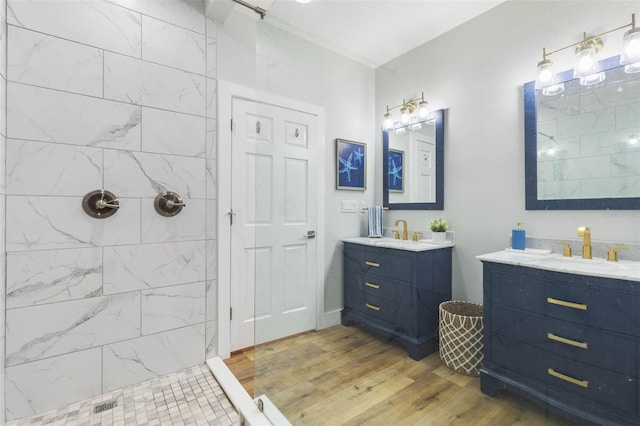 28 Cinnamon Grove Ln, Palm Coast, FL 32137 - full bath featuring walk in shower, a sink, and wood finished floors