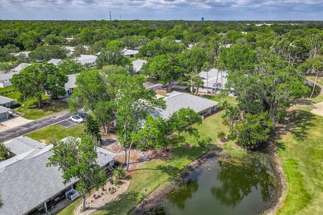 aerial view with a residential view and a water view
