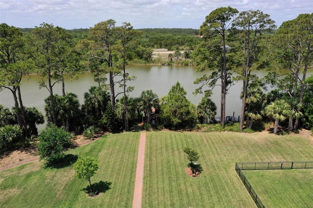 bird's eye view featuring a rural view and a water view